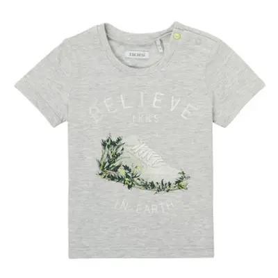 Ikks ECHIFFAISE boys's Children's T shirt in Grey