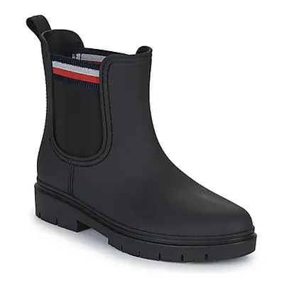 Tommy Hilfiger Rain Boot Ankle Elastic women's Wellington Boots in Black