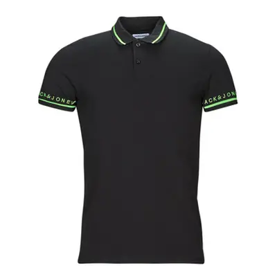 Jack & Jones JJGLOBUS POLO SS men's Polo shirt in Black