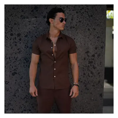 THEAD. BRUCE men's Short sleeved Shirt in Brown