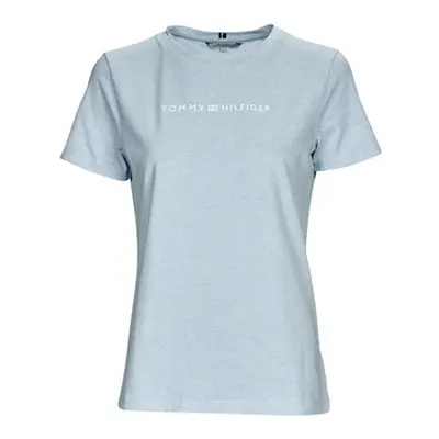 Tommy Hilfiger REG FROSTED CORP LOGO C-NK SS women's T shirt in Blue