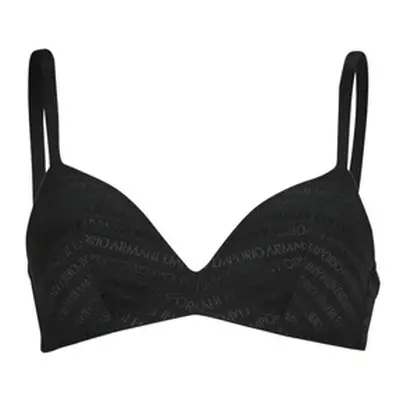 Emporio Armani ALL OVER LOGO MESH women's Triangle bras and Bralettes in Black