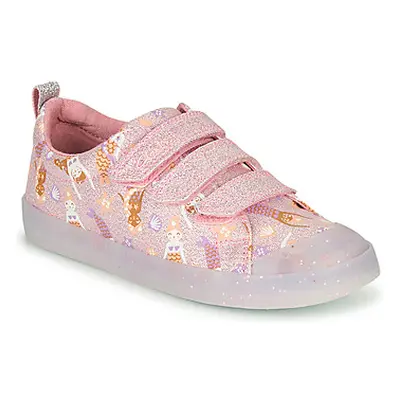 Clarks FOXING PRINT T girls's Children's Shoes (Trainers) in Pink