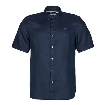 Timberland SS Mill River Linen Shirt Slim men's Short sleeved Shirt in Marine