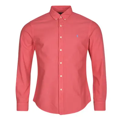 Polo Ralph Lauren CHEMISE AJUSTEE SLIM FIT EN OXFORD LEGER men's Long sleeved Shirt in Red