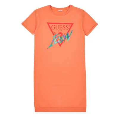 Guess ROLLED UP SLEEVES TERRY DRESS girls's Children's dress in Orange