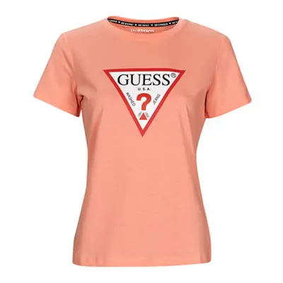 Guess SS CN ORIGINAL TEE women's T shirt in Pink