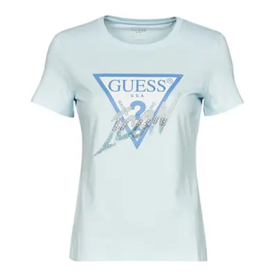 Guess SS CN ICON TEE women's T shirt in Blue