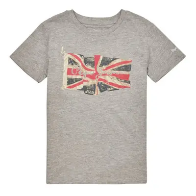 Pepe jeans FLAG LOGO JR S/S N boys's Children's T shirt in Grey