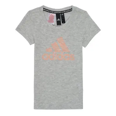 Adidas JG A MHE TEE girls's Children's T shirt in Grey