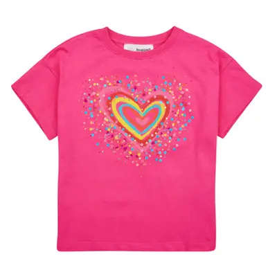 Desigual TS_HEART girls's Children's T shirt in Pink