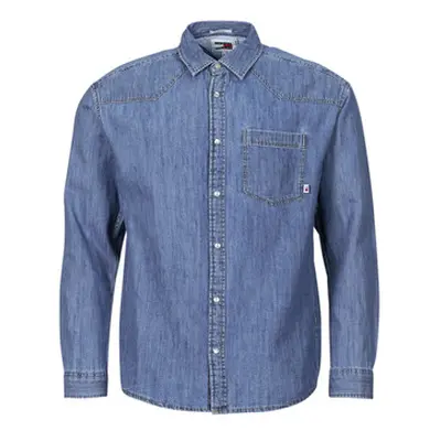 Tommy Jeans TJM RLX WESTERN DENIM SHIRT men's Long sleeved Shirt in Blue