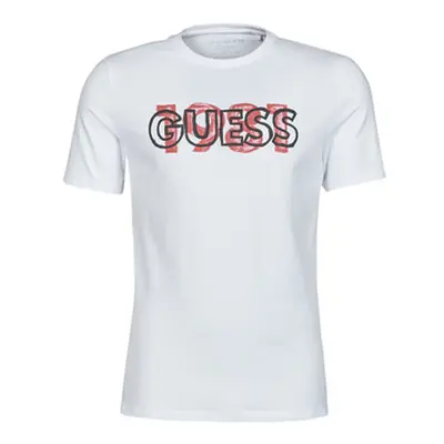 Guess ORWELL CN SS TEE men's T shirt in White