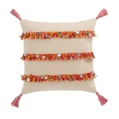 J-line COUSSIN 3RANG FRAN COT BEI/MIX (45x45x3cm) 's Pillows in Orange