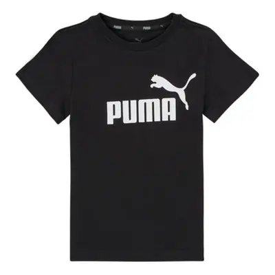 Puma ESSENTIAL LOGO TEE boys's Children's T shirt in Black