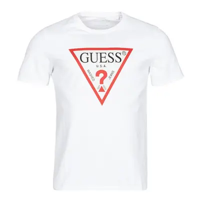 Guess CN SS ORIGINAL LOGO TEE men's T shirt in White