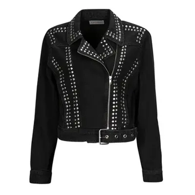 Only ONLGILLA LS STUD DNM BIKER JACKET CRO women's Leather jacket in Black