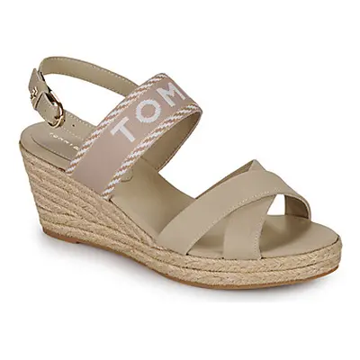 Tommy Hilfiger SEASONAL WEBBING MID WEDGE women's Sandals in Beige