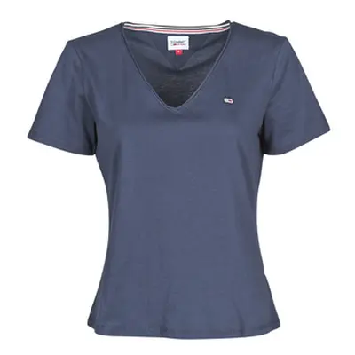 Tommy Jeans TJW SLIM JERSEY V NECK women's T shirt in Blue