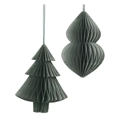 Broste Copenhagen DECO 'CHRISTMAS MIX' PAPIER X2 's Christmas decorations in Green