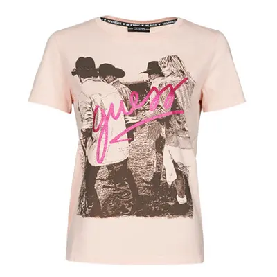 Guess SS CN PAULA TEE women's T shirt in Pink