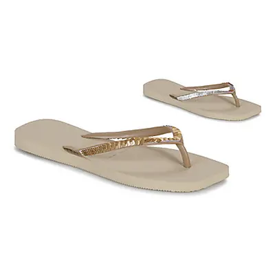 Havaianas SLIM SQUARE MAGIC SEQUIN women's Flip flops / Sandals (Shoes) in Beige