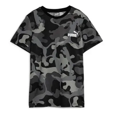 Puma ESS+ CAMO TEE B boys's Children's T shirt in Black