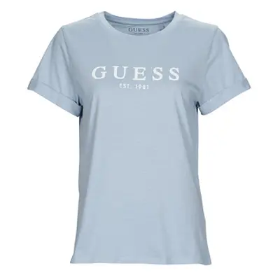 Guess ES SS GUESS 1981 ROLL CUFF TEE women's T shirt in Blue