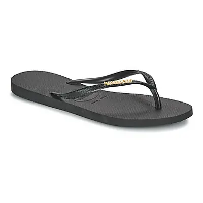 Havaianas SLIM LOGO METALLIC women's Flip flops / Sandals (Shoes) in Black