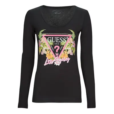 Guess LS SN TRIANGLE FLOWERS TEE women's in Black