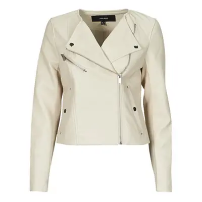 Vero Moda VMRILEY women's Leather jacket in Beige