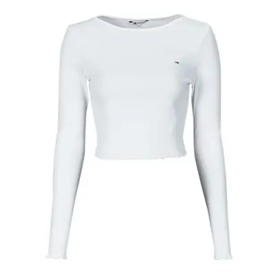 Tommy Jeans TJW RUCHE RIB TOP LS women's T shirt in White