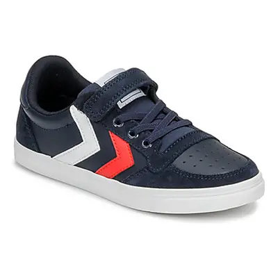 Hummel SLIMMER STADIL LEATHER LOW JR boys's Children's Shoes (Trainers) in Blue