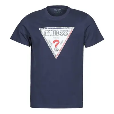 Guess TRIESLEY CN SS TEE men's T shirt in Blue