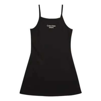 Calvin Klein Jeans STACK LOGO PUNTO STRAP girls's Children's dress in Black