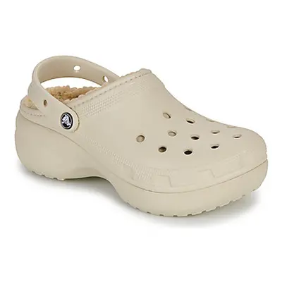 Crocs Classic Platform Lined Clog W women's Clogs (Shoes) in Beige