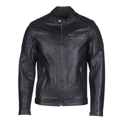 Jack & Jones JJEROCKY men's Leather jacket in Black