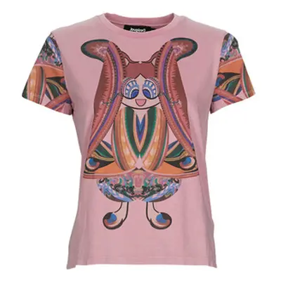 Desigual FLOWER women's T shirt in Pink