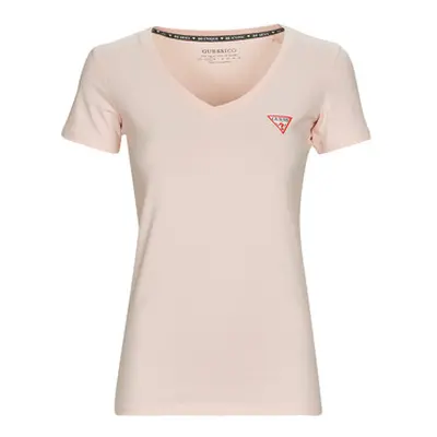 Guess SS VN MINI TRIANGLE TEE women's T shirt in Pink