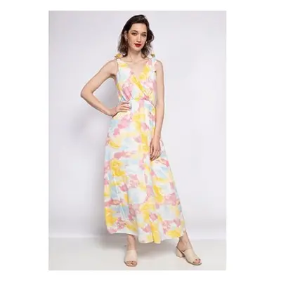 Fashion brands R185-JAUNE women's Long Dress in Yellow