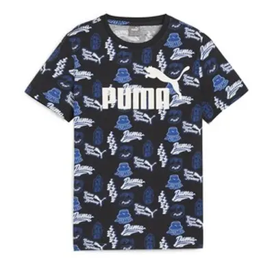 Puma ESS+ MID 90S AOP TEE B boys's Children's T shirt in Blue