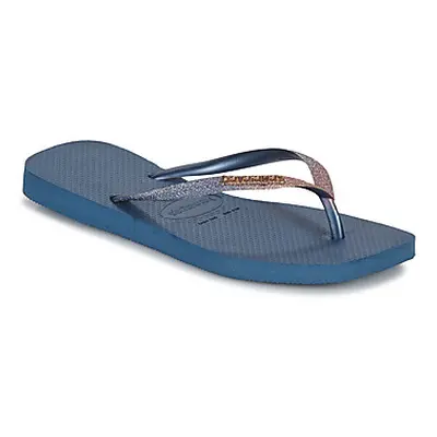 Havaianas SLIM SQUARE GLITTER women's Flip flops / Sandals (Shoes) in Marine