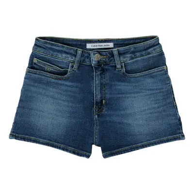 Calvin Klein Jeans RELAXED HR SHORT MID BLUE girls's Children's shorts in Blue