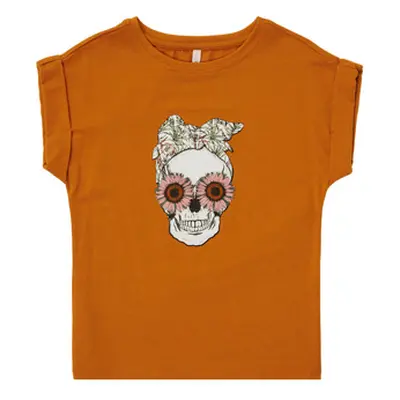 Only KONSNI SKULL girls's Children's T shirt in Orange