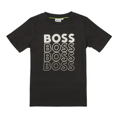 BOSS J25O05-09B-J boys's Children's T shirt in Black