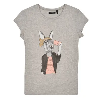 Ikks XW10432 girls's Children's T shirt in Grey