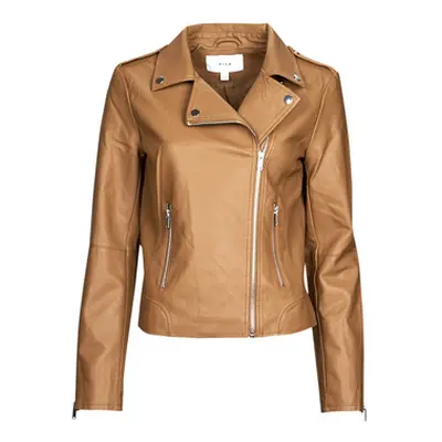 Vila VICARA COATED JACKET women's Leather jacket in Brown