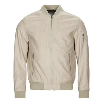 Jack & Jones JJEROCKY FAUX SUEDE BOMBER men's Jacket in Beige