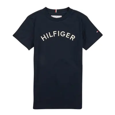 Tommy Hilfiger U HILFIGER ARCHED TEE girls's Children's T shirt in Marine