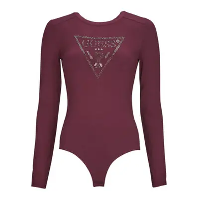 Guess LS CN LOGO BODY women's Leotards in Bordeaux